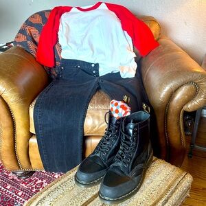 Retro Red and White Raglan Tee